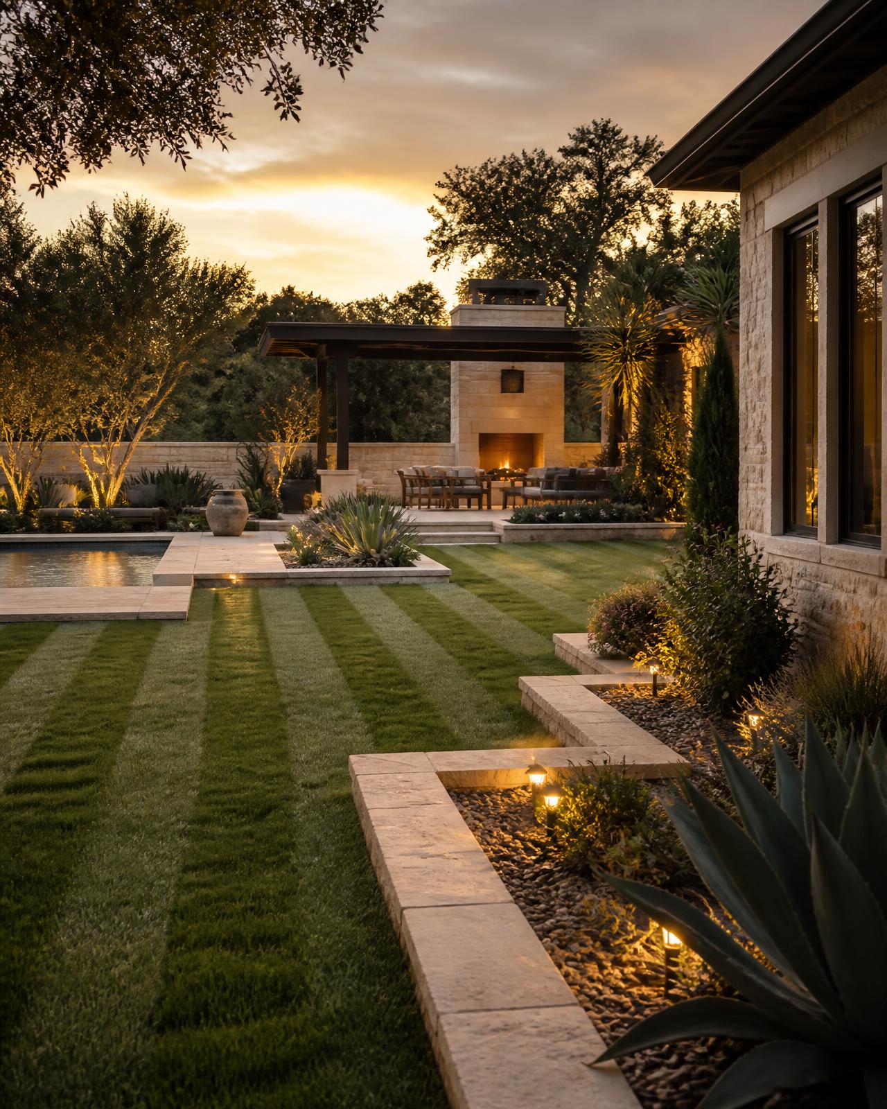 Conceptual estate landscape with layered planting
